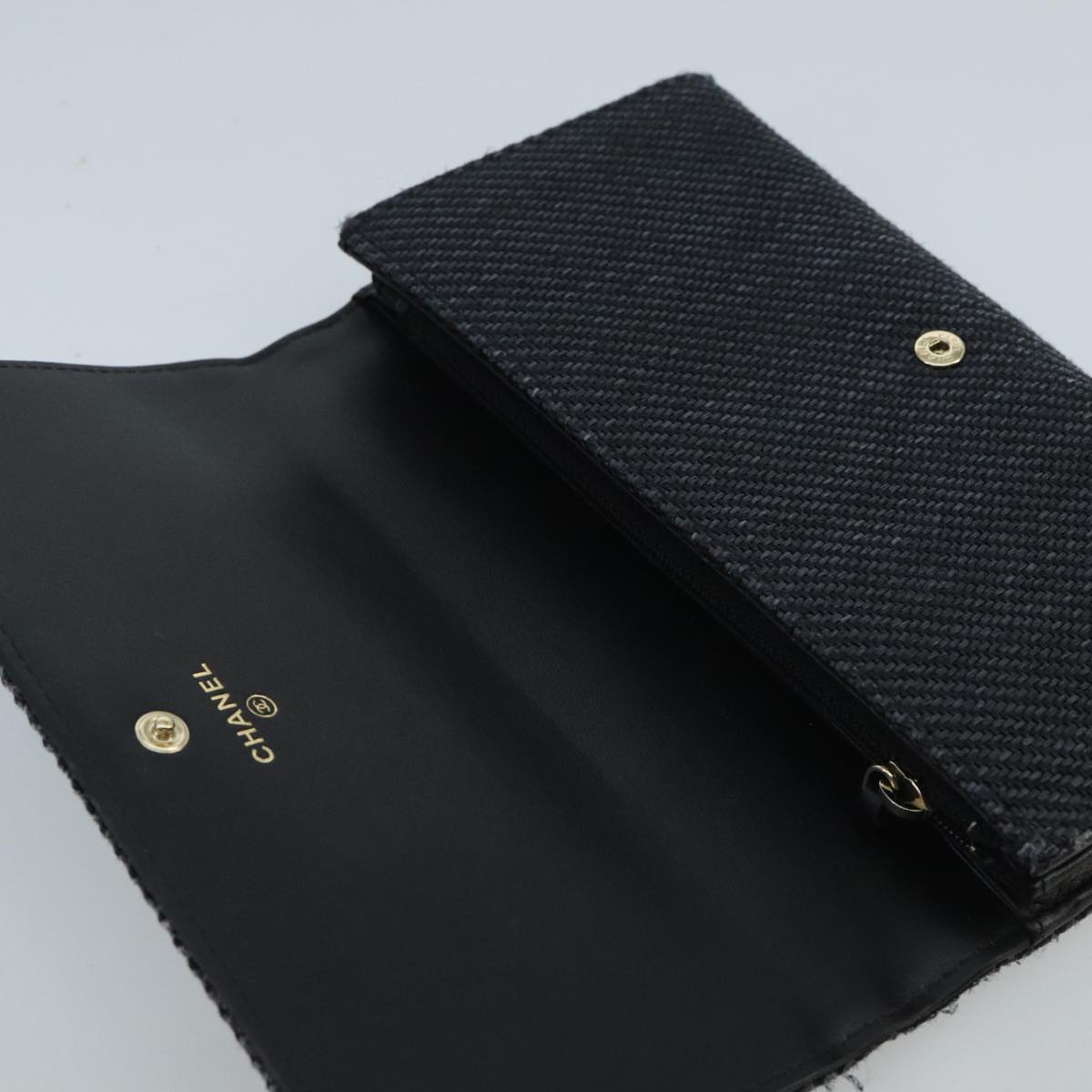 CHANEL Deauville line Long Wallet Canvas Navy Gold CC ep6417