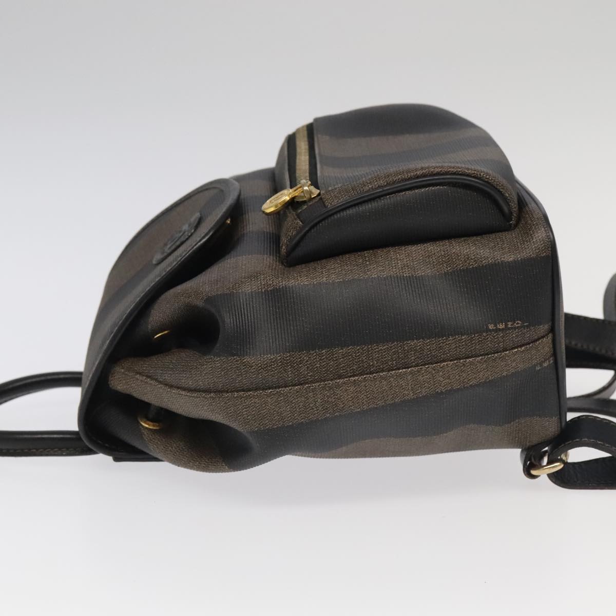 FENDI Pecan Canvas Backpack Brown Black gold ep6437