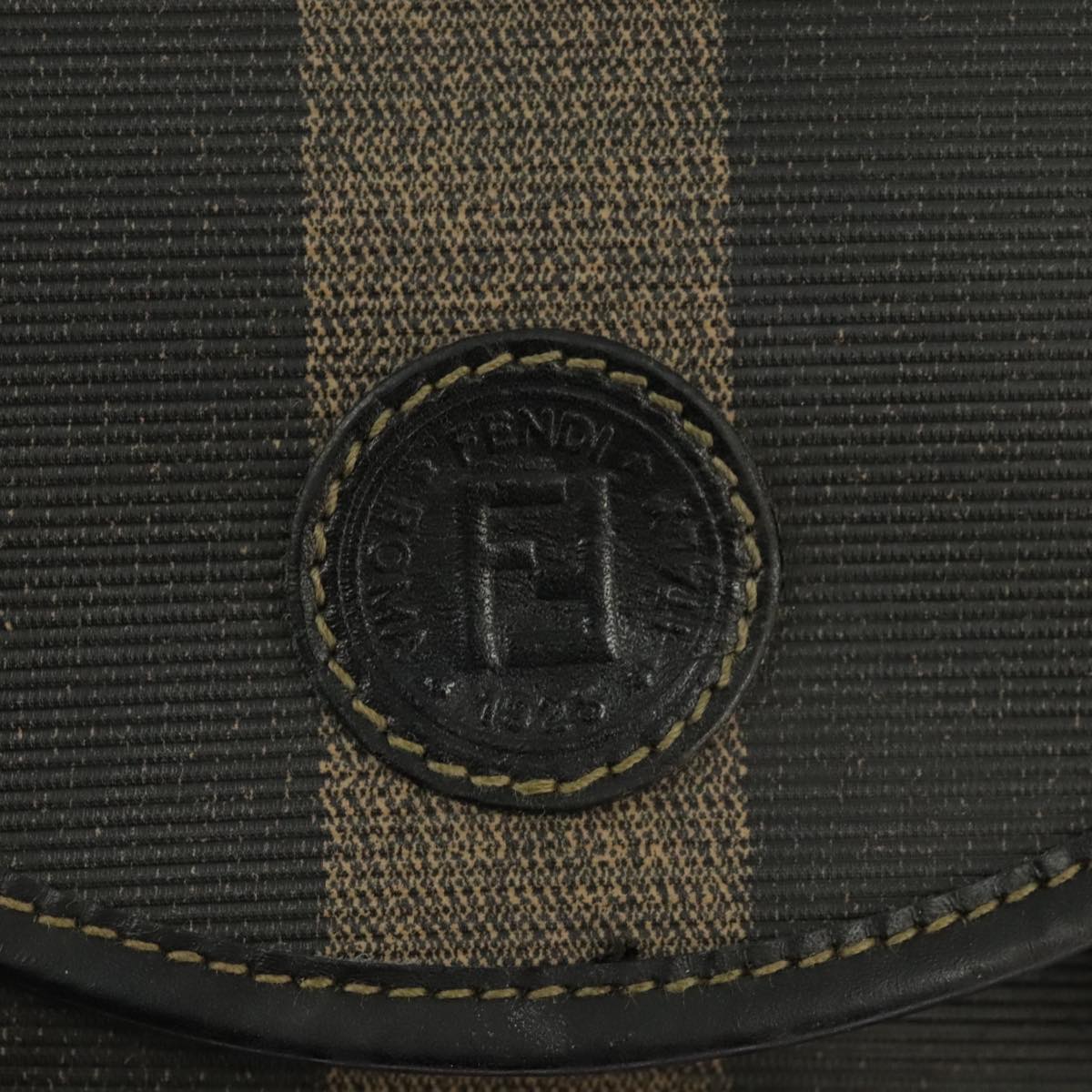 FENDI Pecan Canvas Backpack Brown Black gold ep6451