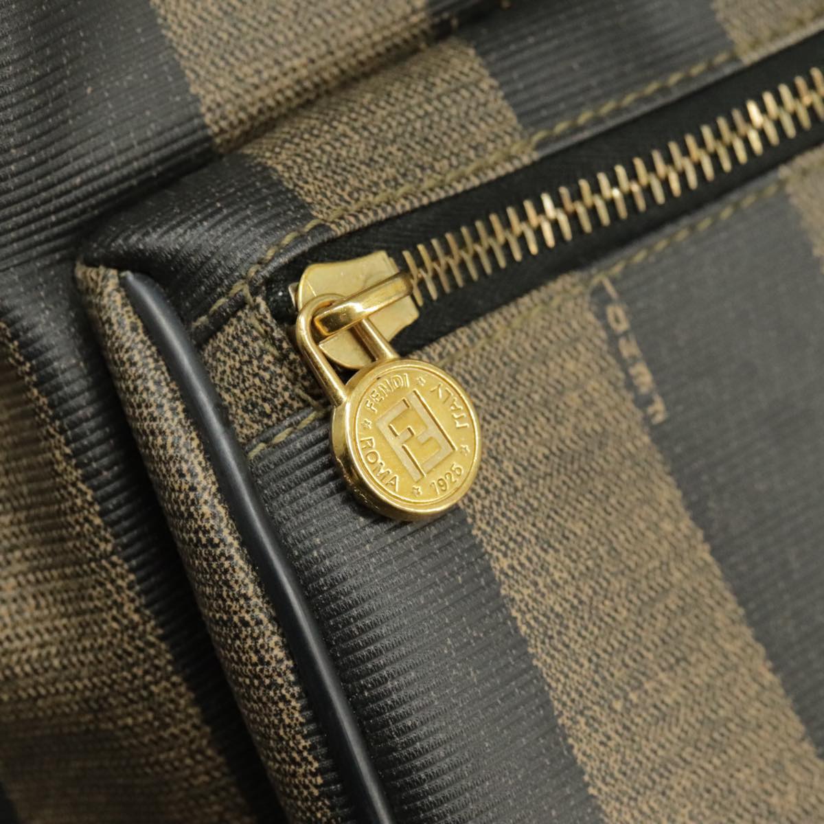 FENDI Pecan Canvas Backpack Brown Black gold ep6451