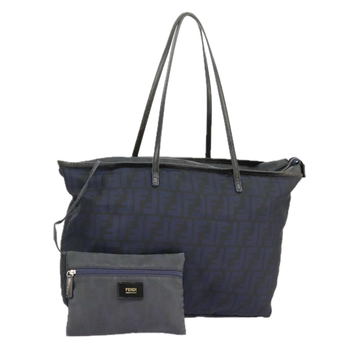 FENDI Zucca Canvas Tote Bag Gold Navy ep6478