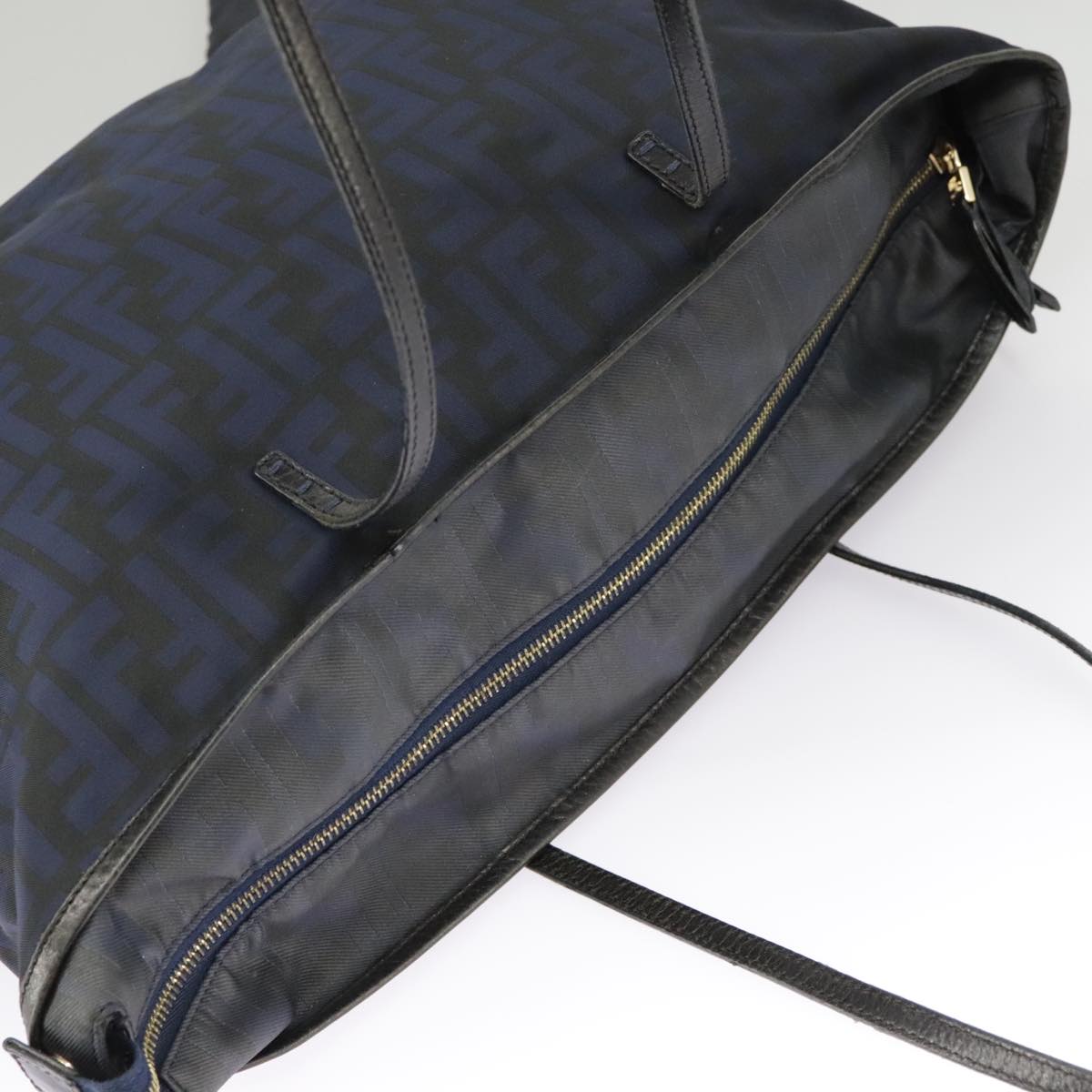 FENDI Zucca Canvas Tote Bag Gold Navy ep6478