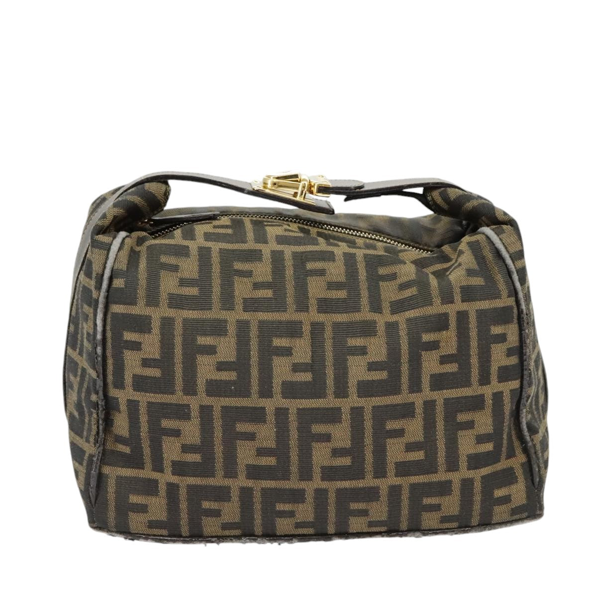 FENDI Zucca Canvas Hand Bag Brown Black gold ep6483