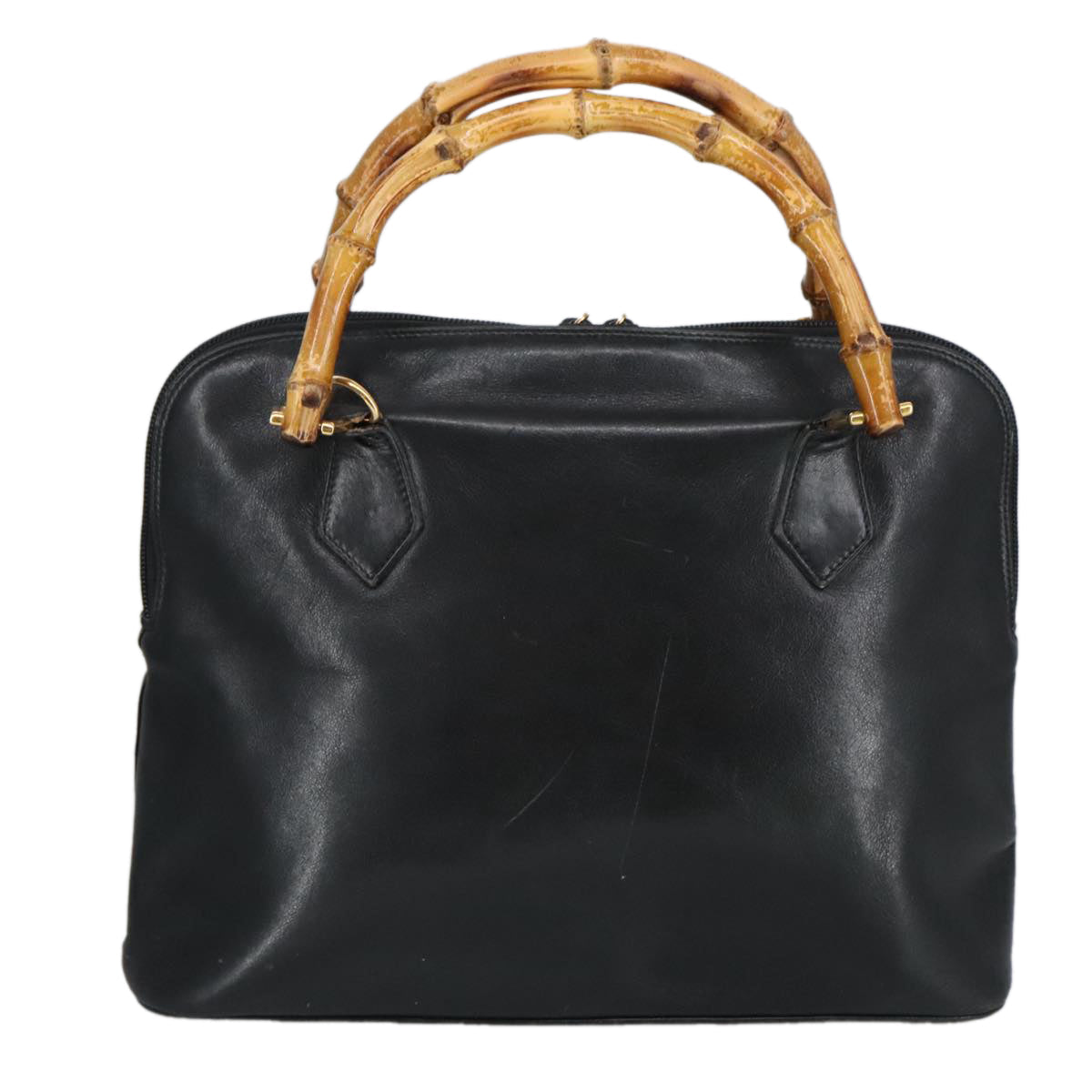 GUCCI Bamboo Hand Bag Leather Black Gold 000 1448 0289 ep6515