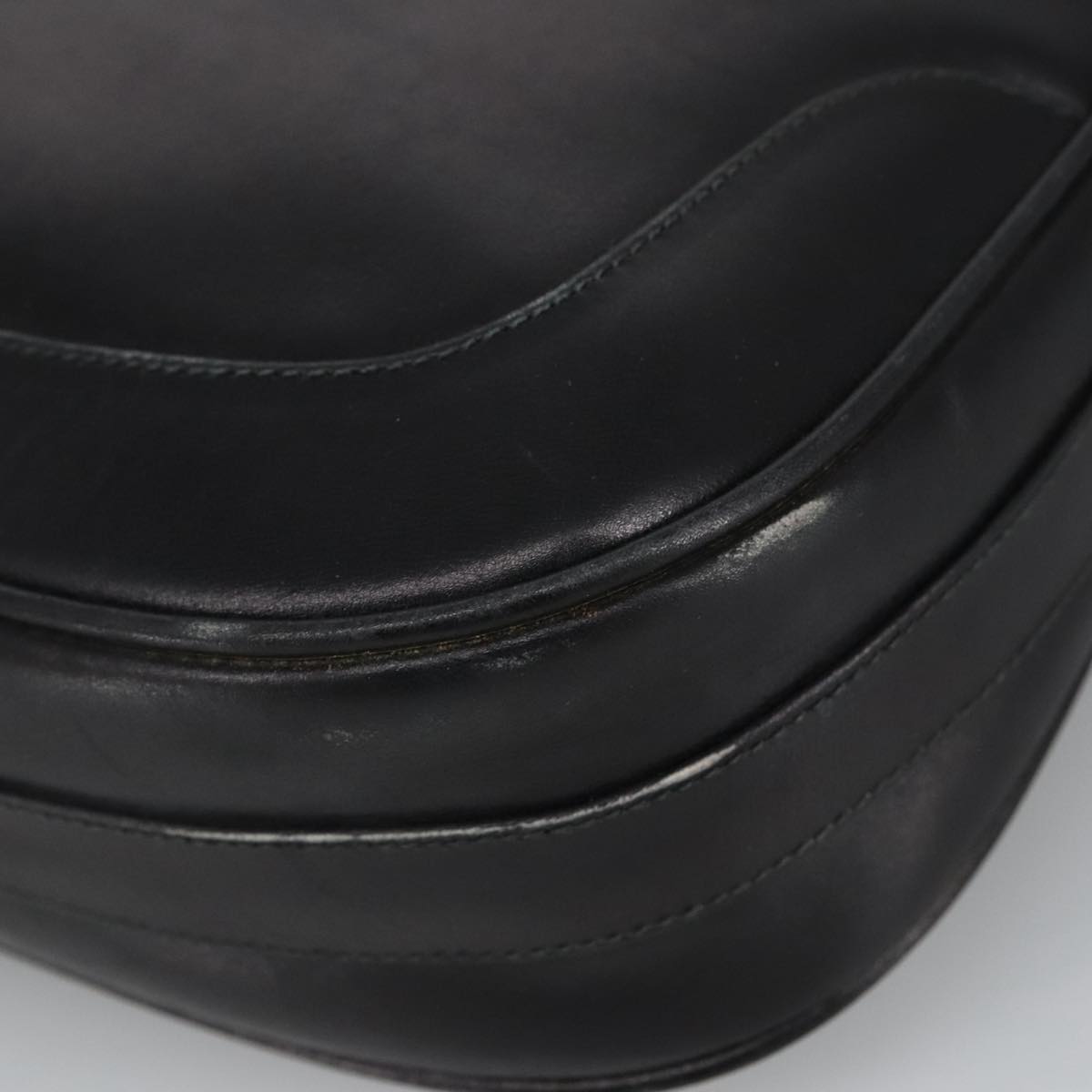 GUCCI Shoulder Bag Leather Black Gold ep6517
