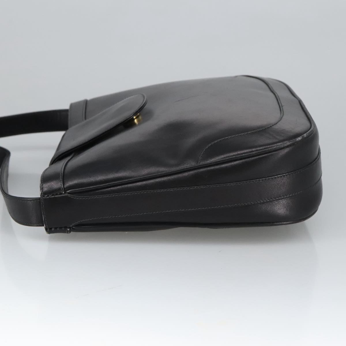 GUCCI Shoulder Bag Leather Black Gold ep6517