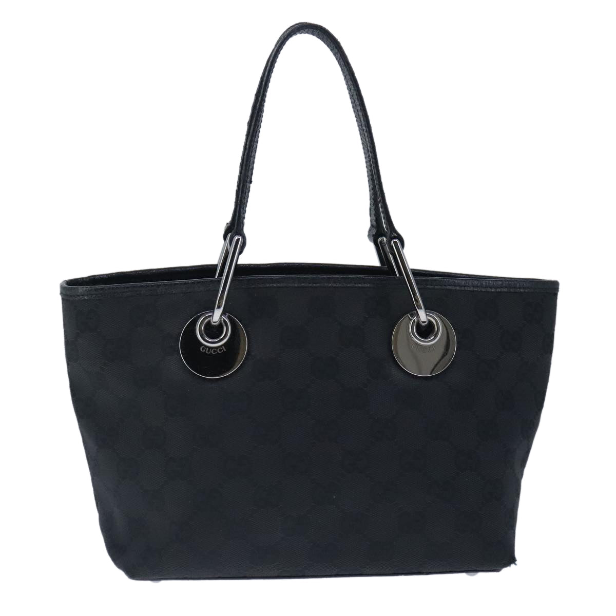 GUCCI GG Canvas Hand Bag Black Silver 120844 ep6544