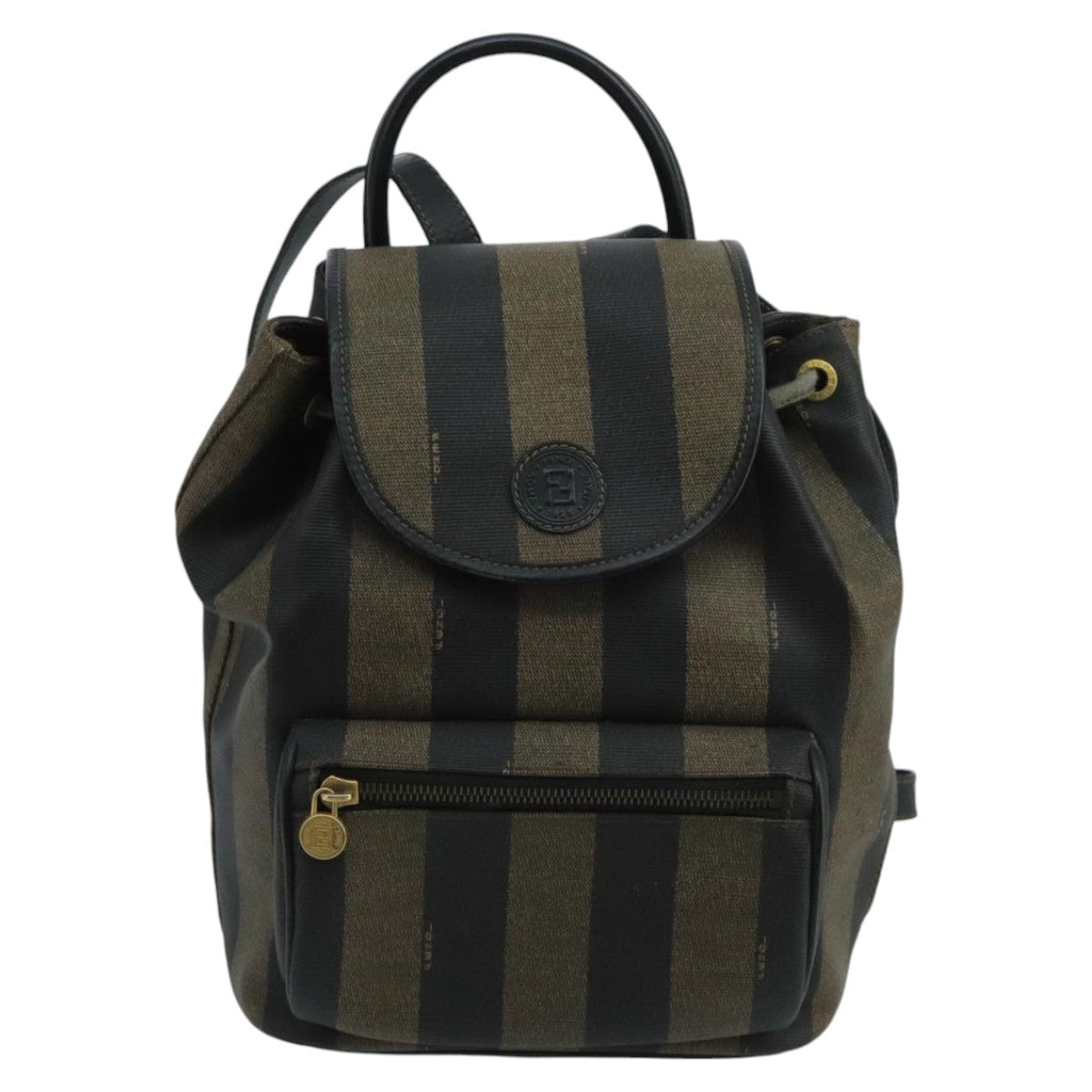 FENDI Pecan Canvas Backpack Brown Black Gold ep6564
