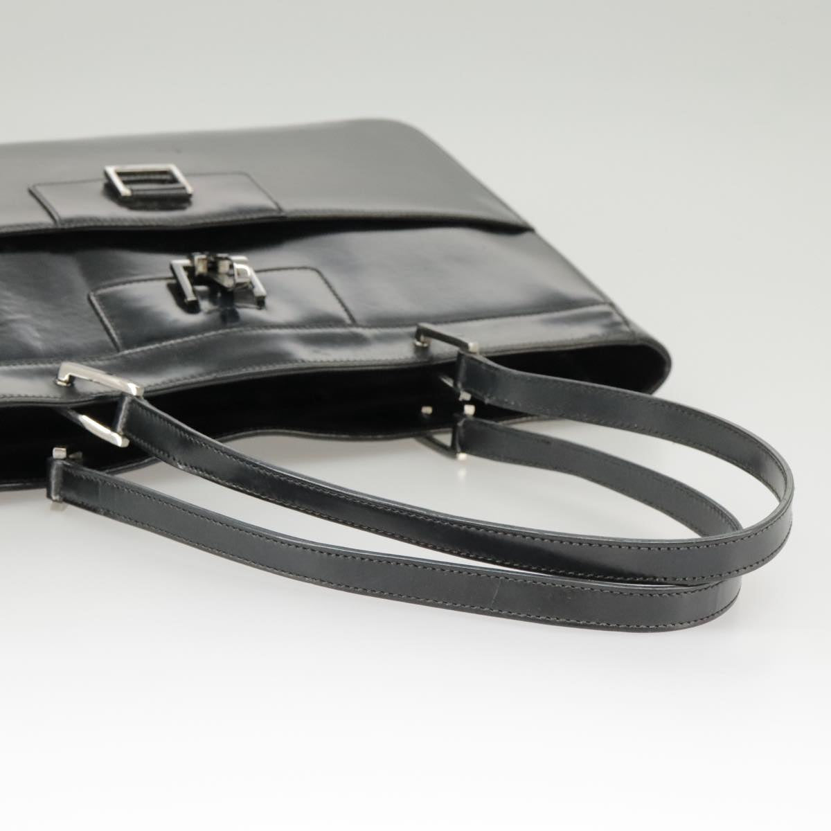 GUCCI Tote Bag Patent leather Black Silver 002 1133 ep6570
