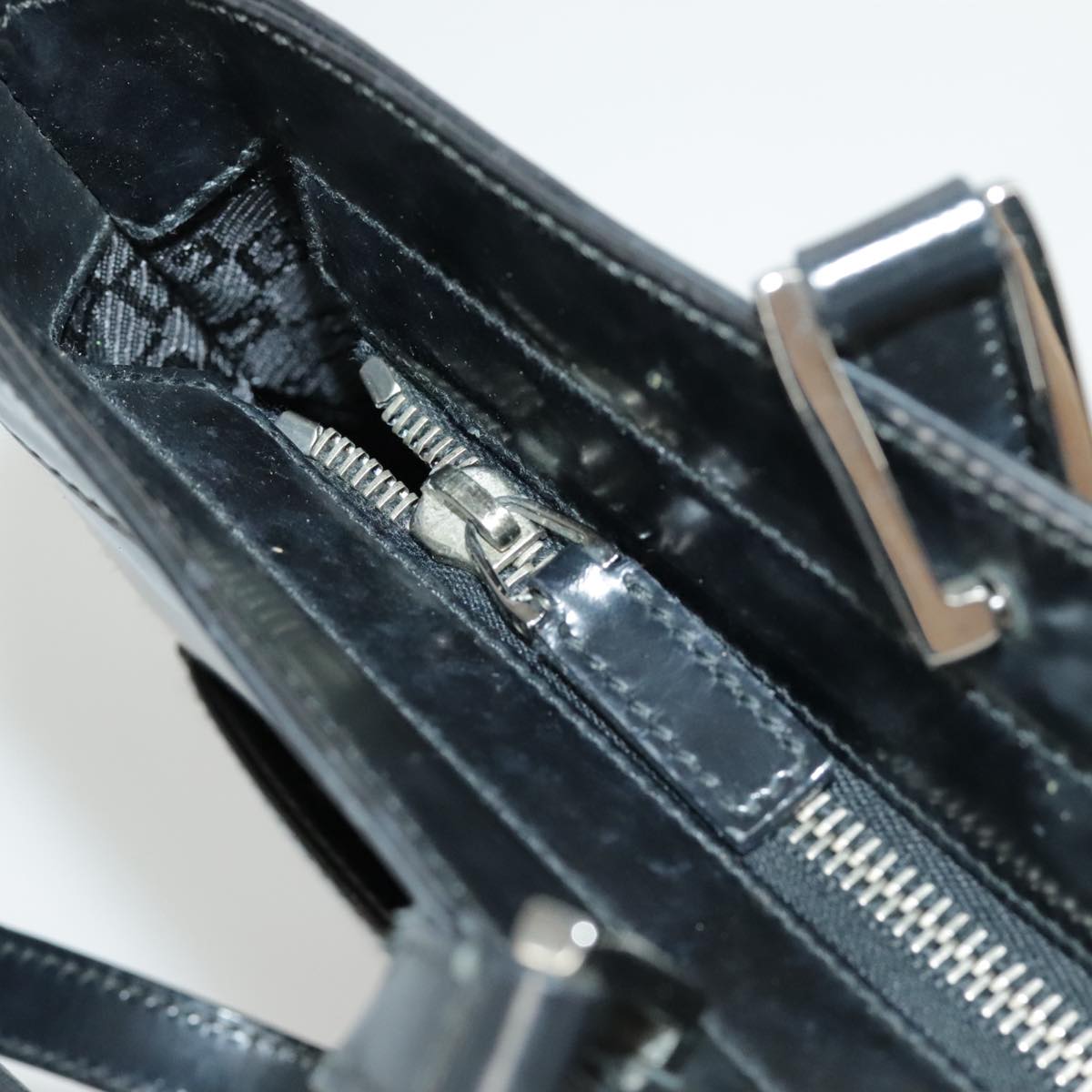 GUCCI Tote Bag Patent leather Black Silver 002 1133 ep6570