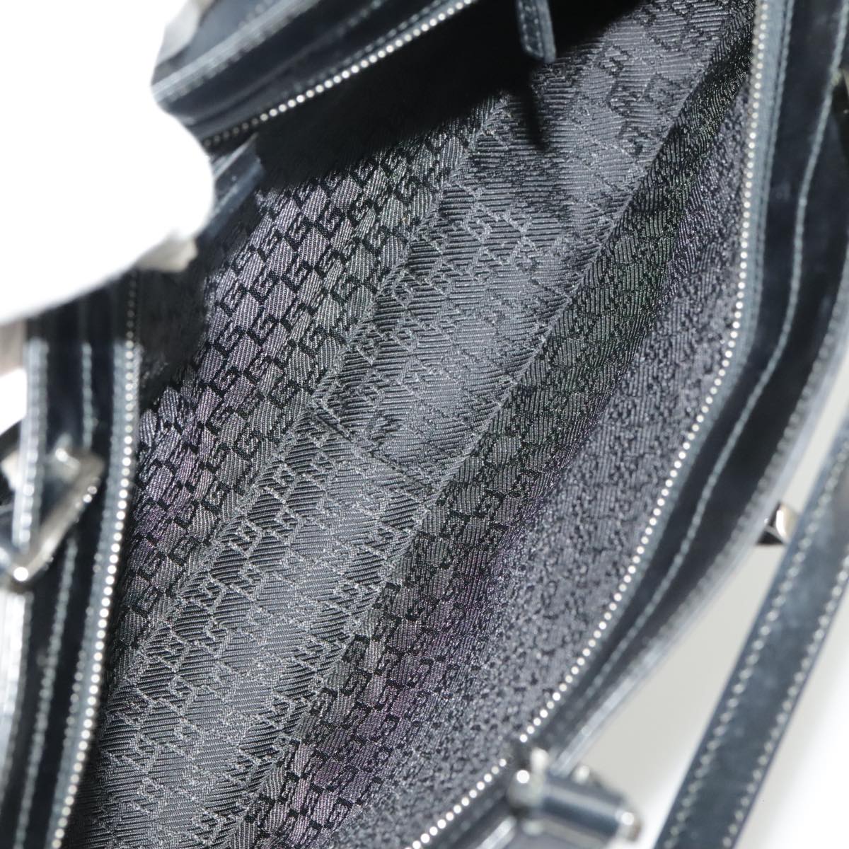 GUCCI Tote Bag Patent leather Black Silver 002 1133 ep6570