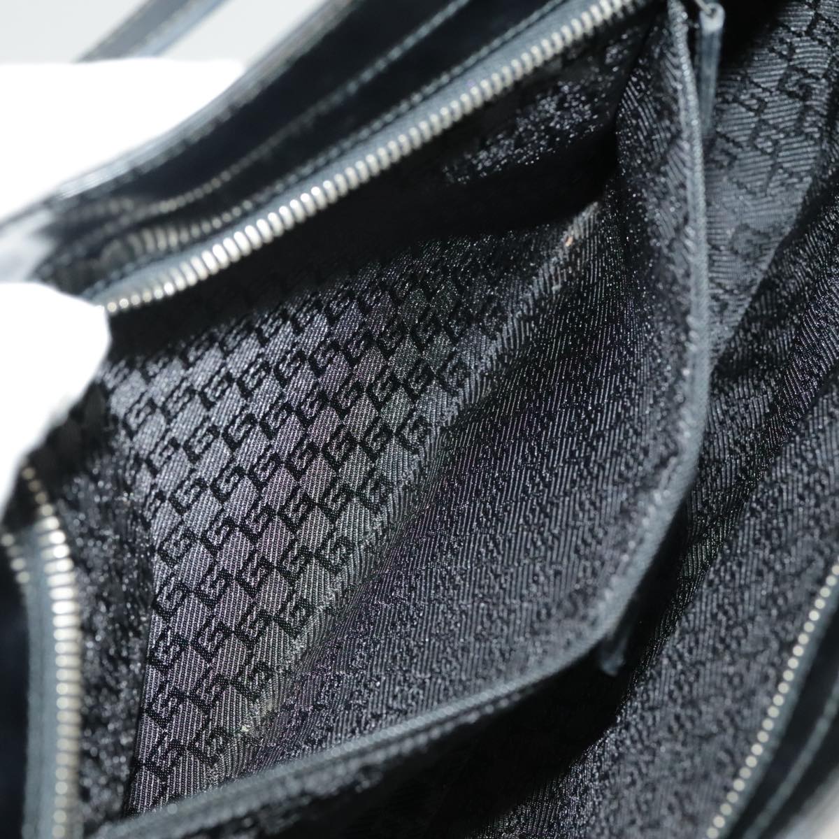 GUCCI Tote Bag Patent leather Black Silver 002 1133 ep6570
