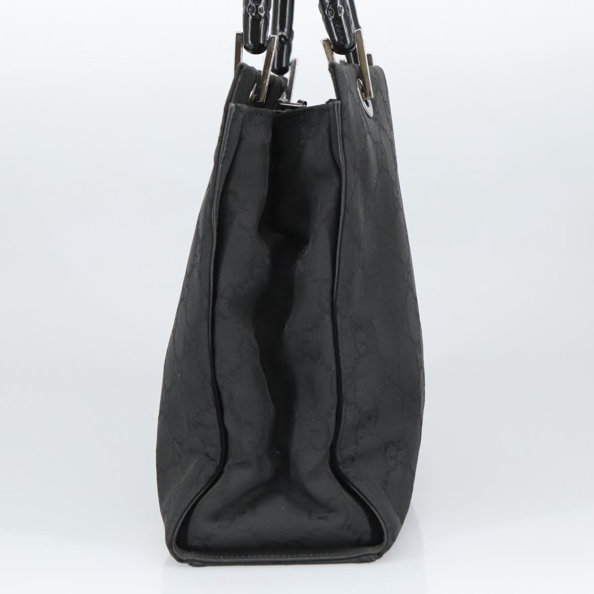 GUCCI Bamboo GG Canvas Hand Bag Nylon Black Silver 002 1016 2123 ep6579