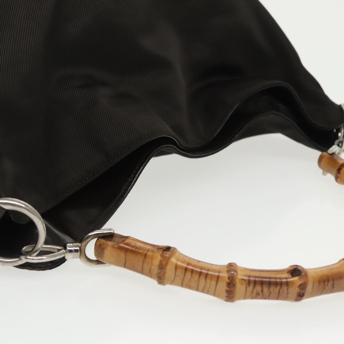 GUCCI Bamboo Hand Bag Nylon 2way Brown 001 2058 1577 ep6594