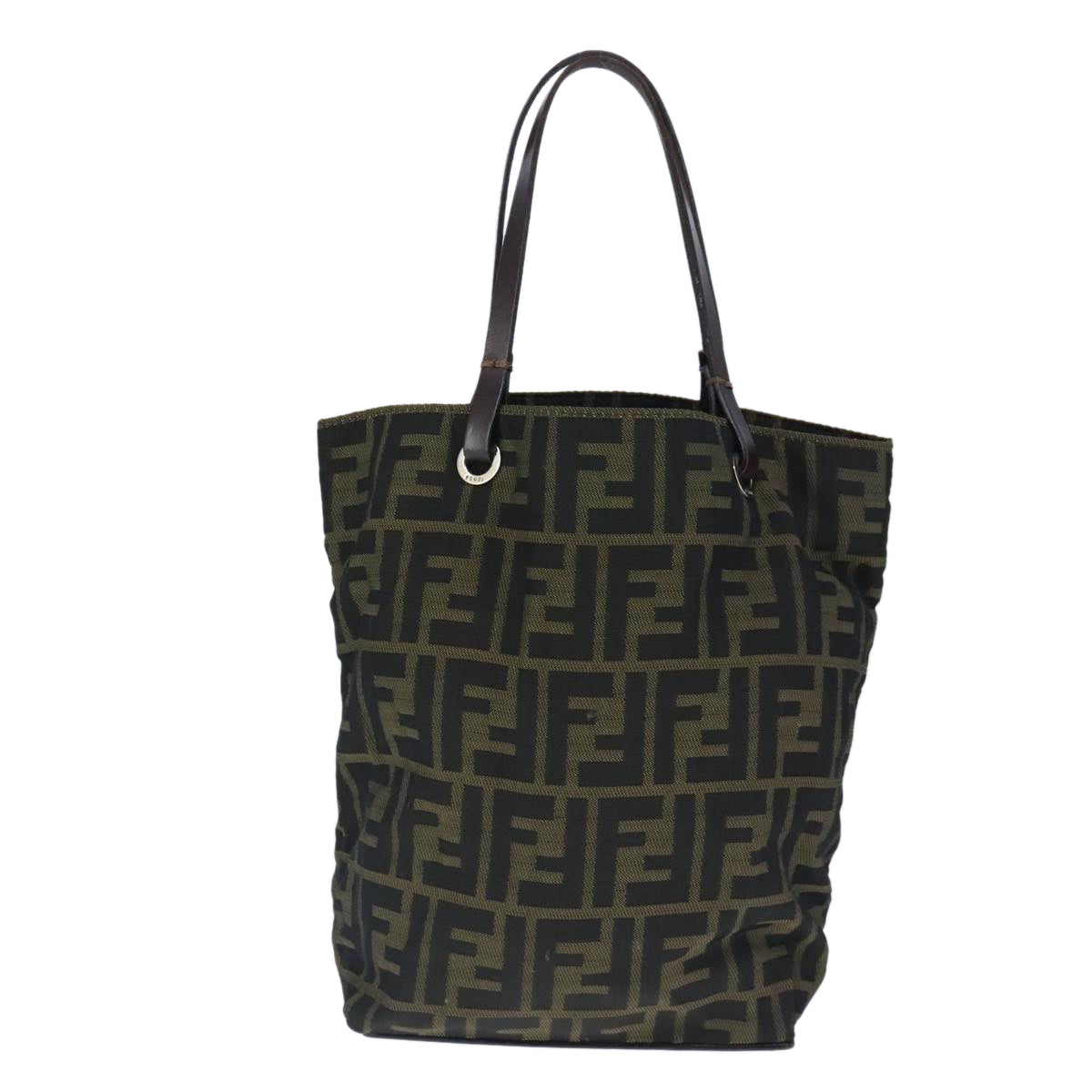 FENDI Zucca Canvas Hand Bag Brown Black ep6607