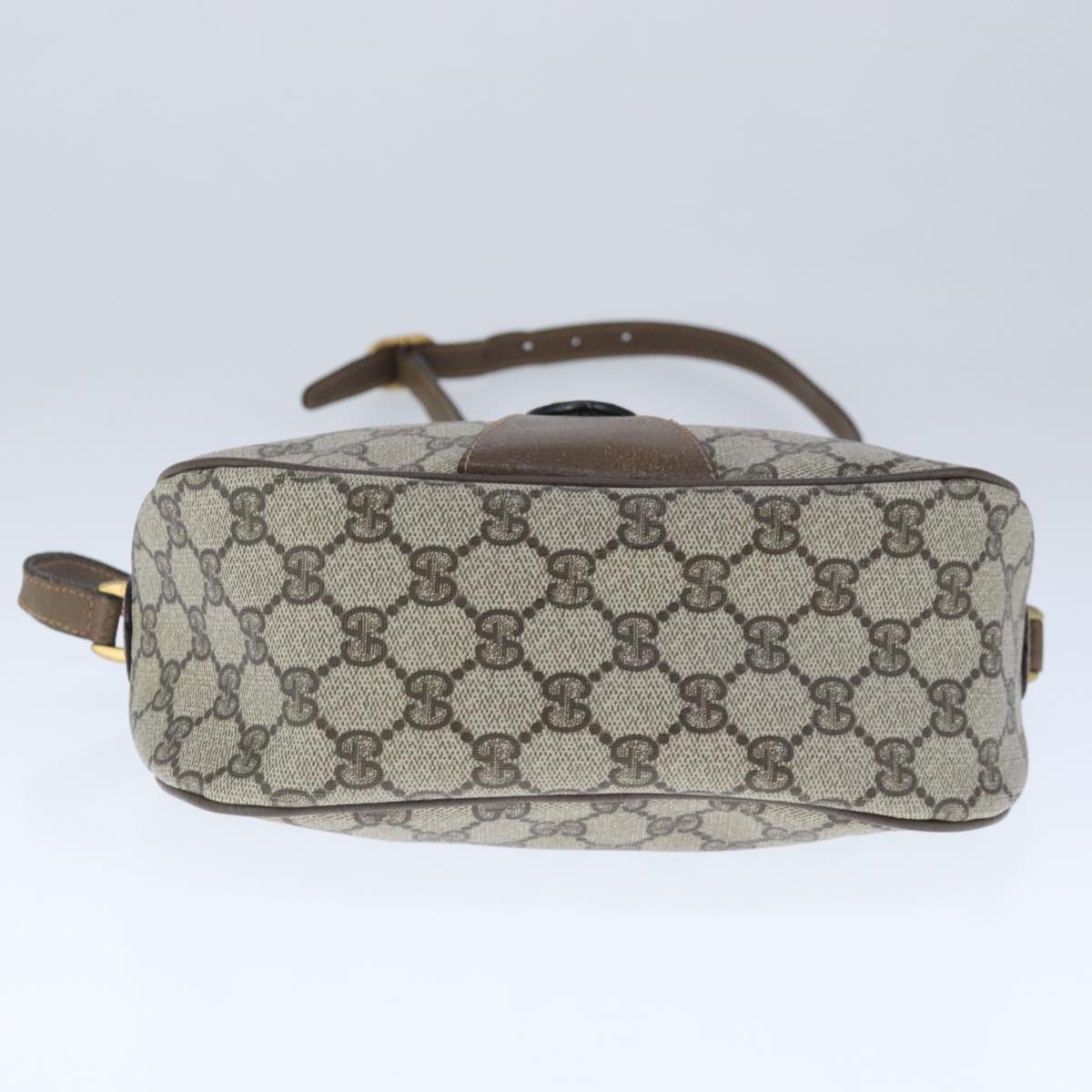 GUCCI GG Supreme Web Sherry Line Shoulder Bag PVC Leather Beige ep6616