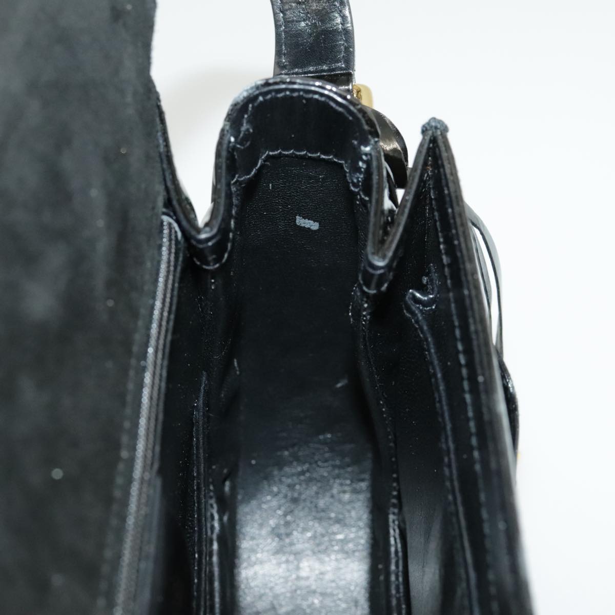 GUCCI Shoulder Bag Patent leather Black Gold ep6618
