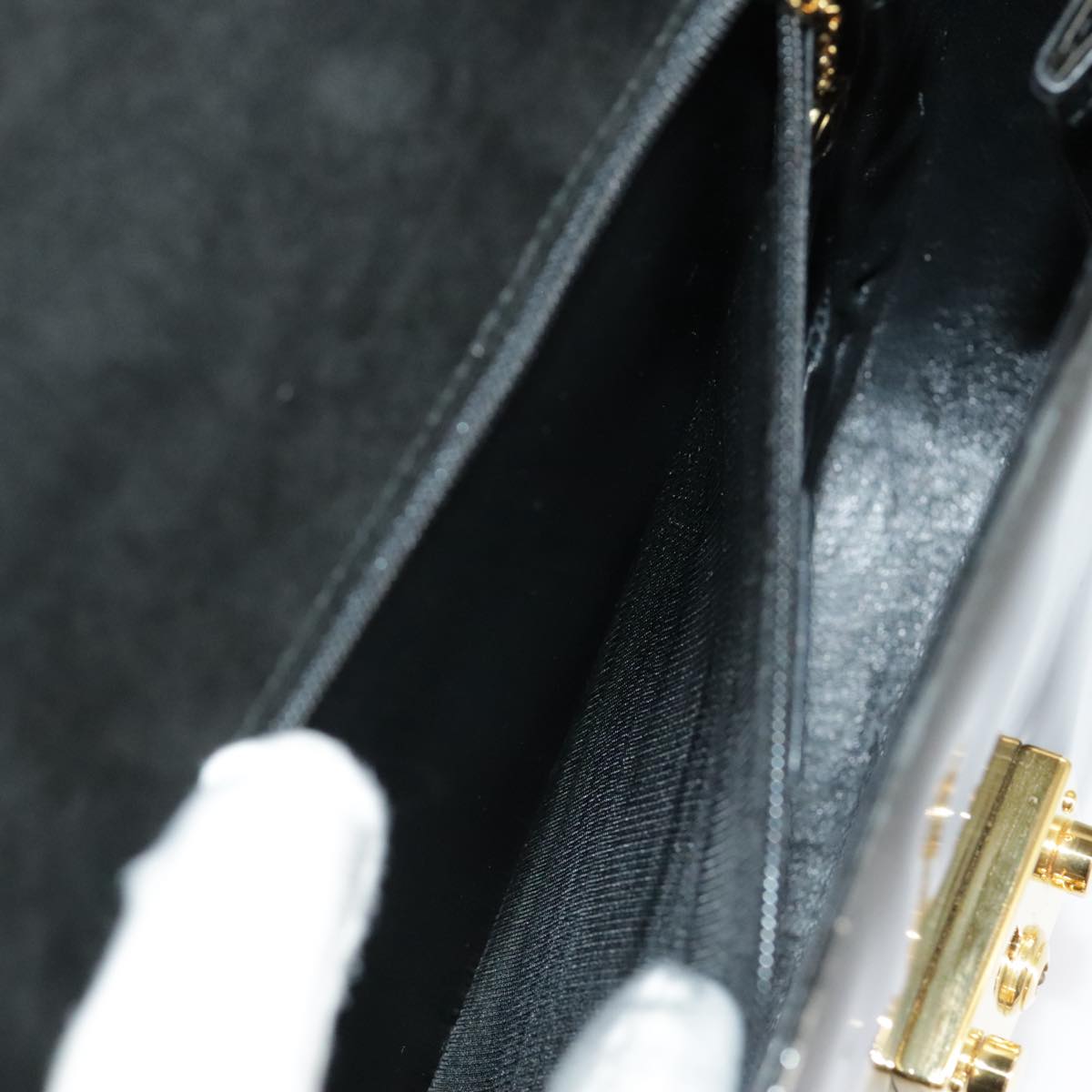 GUCCI Shoulder Bag Patent leather Black Gold ep6618