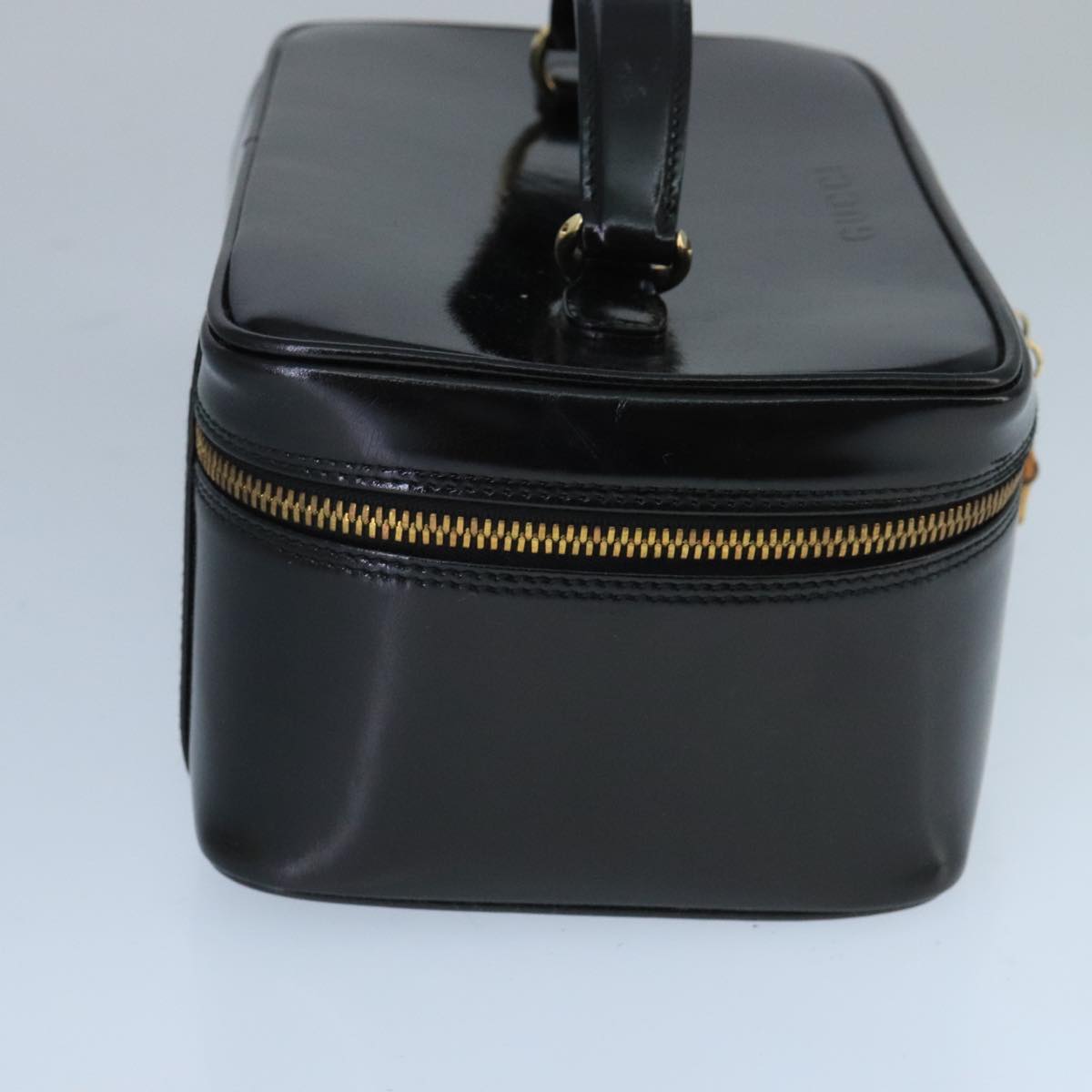 GUCCI Bamboo Vanity Hand Bag Patent leather Black 032 1956 0150 ep6663