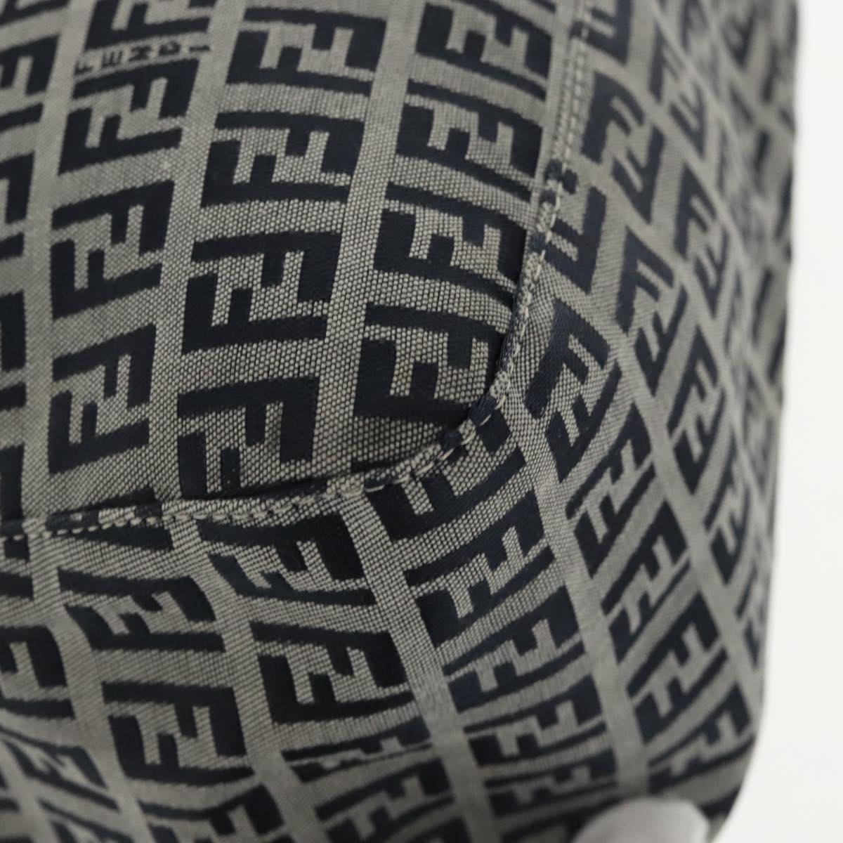 FENDI Zucchino Canvas Mamma Baguette Shoulder Bag Navy ep6716