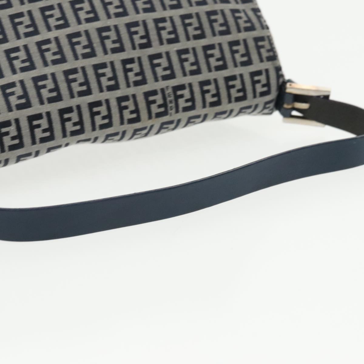 FENDI Zucchino Canvas Mamma Baguette Shoulder Bag Navy ep6716