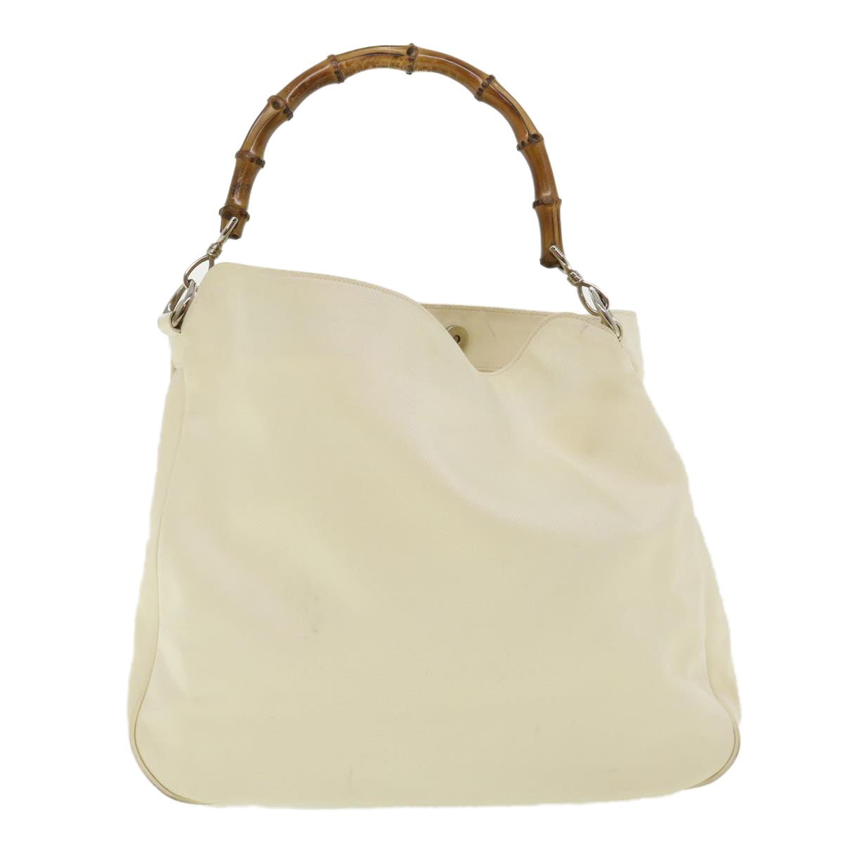 GUCCI Bamboo Shoulder Bag Canvas 2way White 1577 ep700