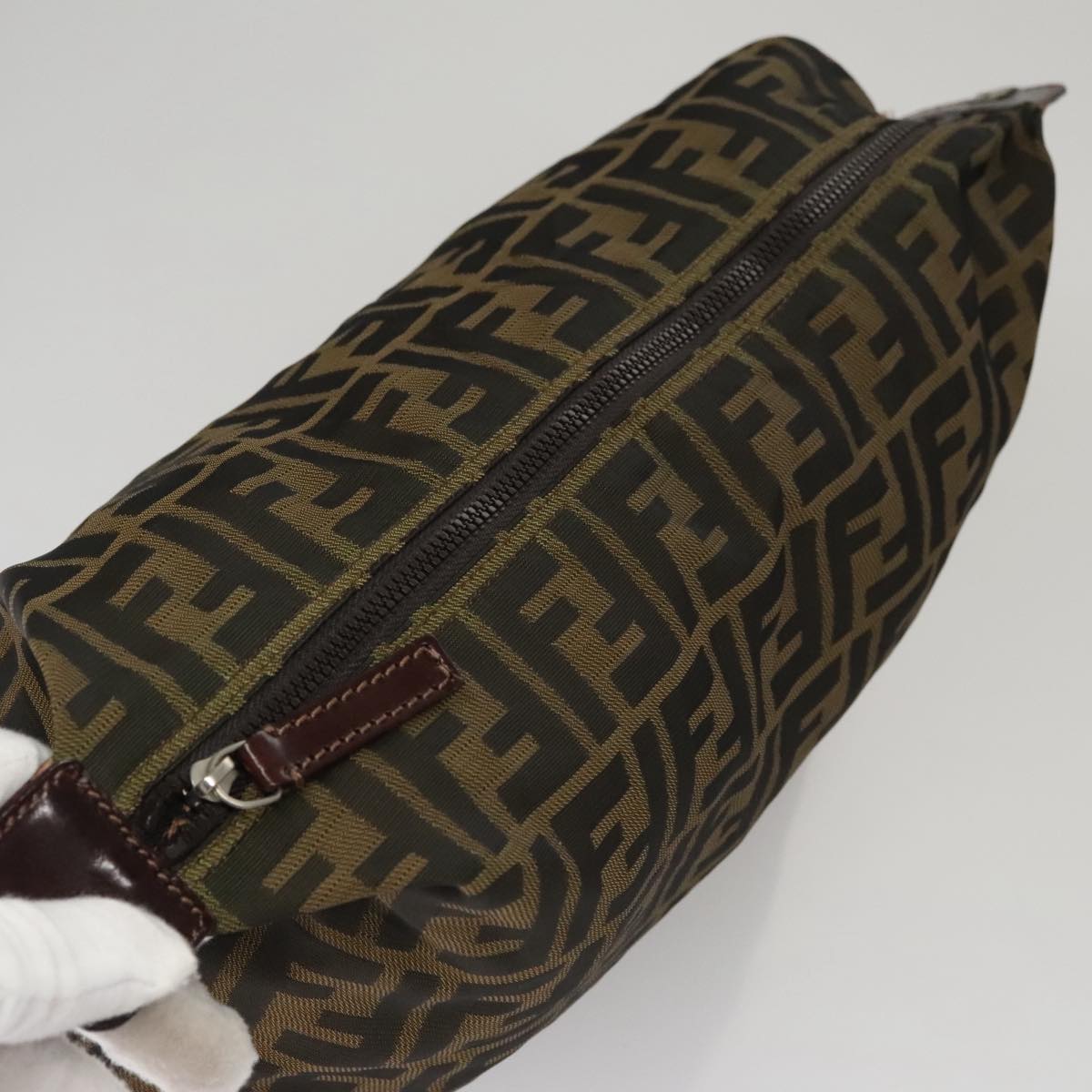 FENDI Zucca Canvas Pouch Brown Black ep7110