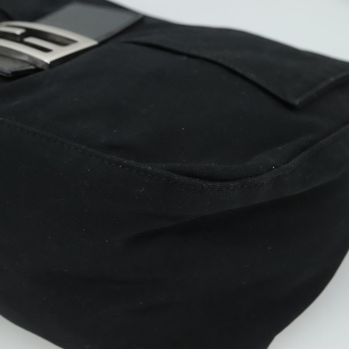 FENDI Mamma Baguette Shoulder Bag Nylon Black Silver ep7119