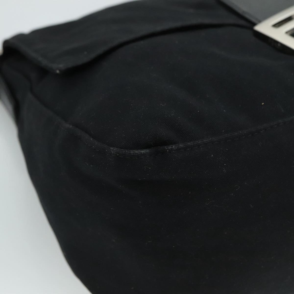 FENDI Mamma Baguette Shoulder Bag Nylon Black Silver ep7119