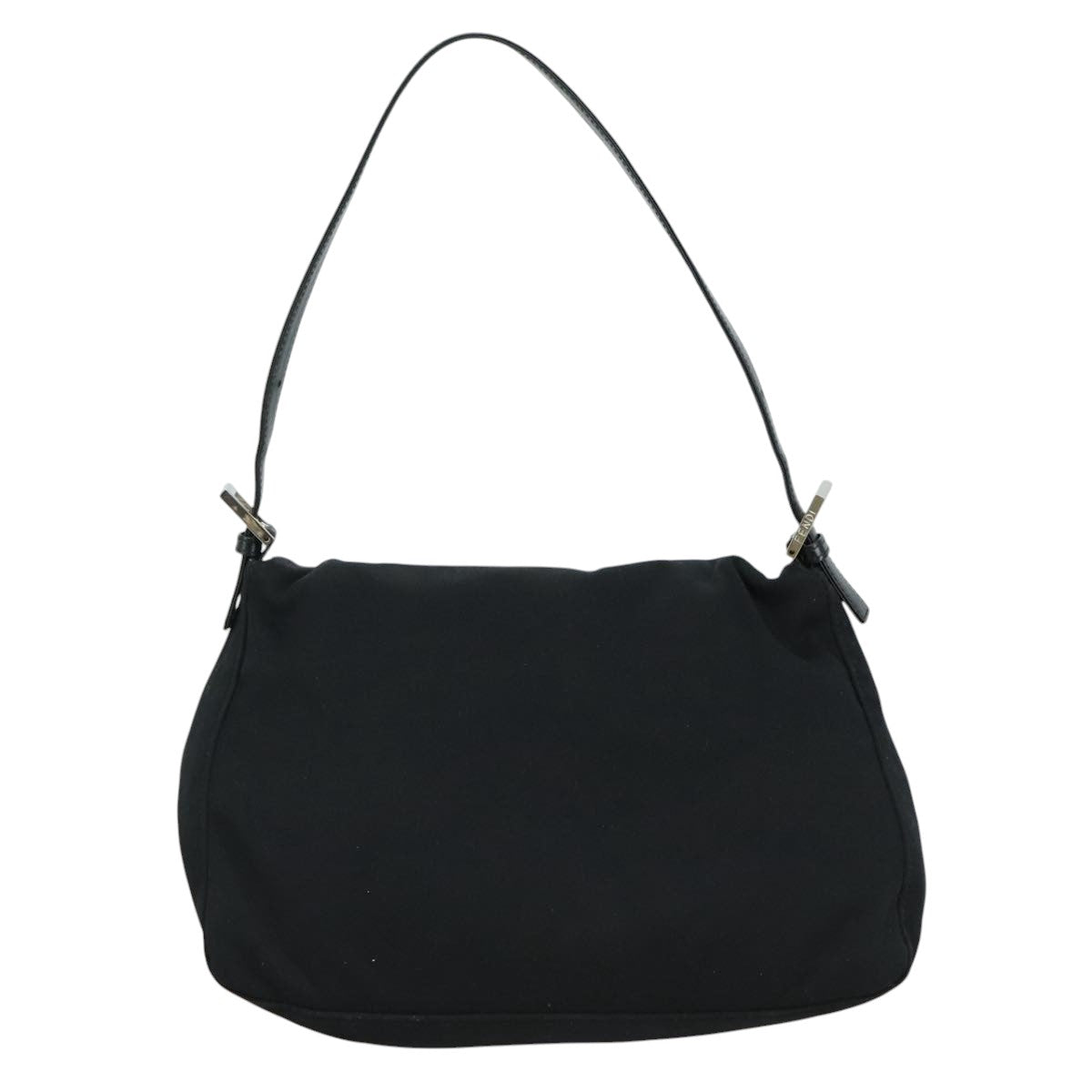FENDI Mamma Baguette Shoulder Bag Nylon Black Silver ep7119
