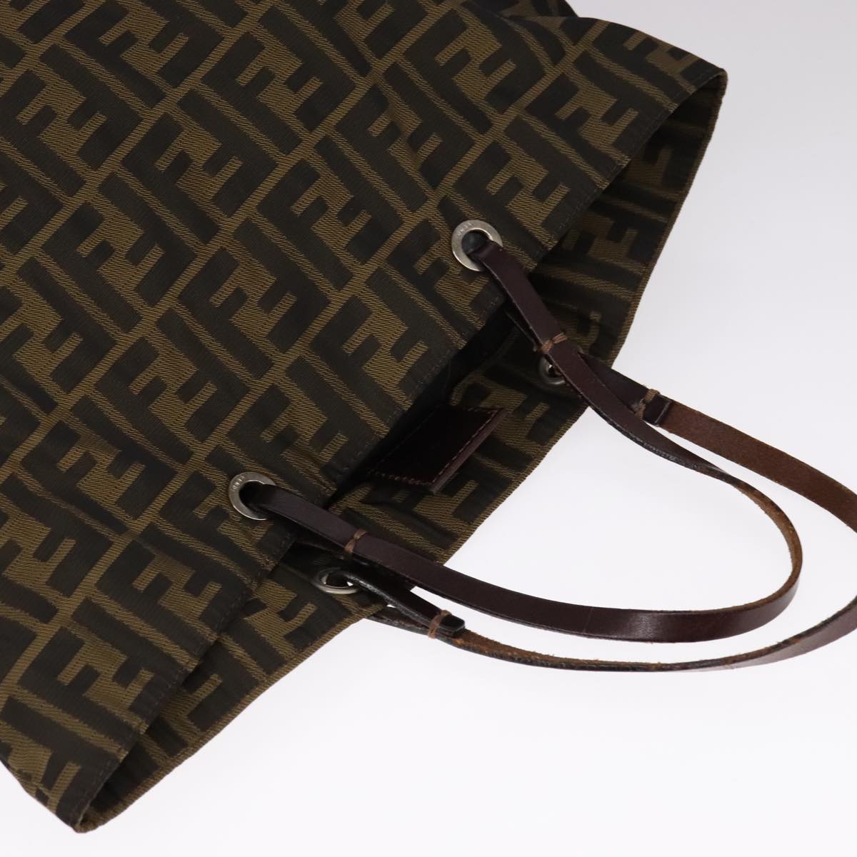 FENDI Zucca Canvas Hand Bag Brown Black ep7128