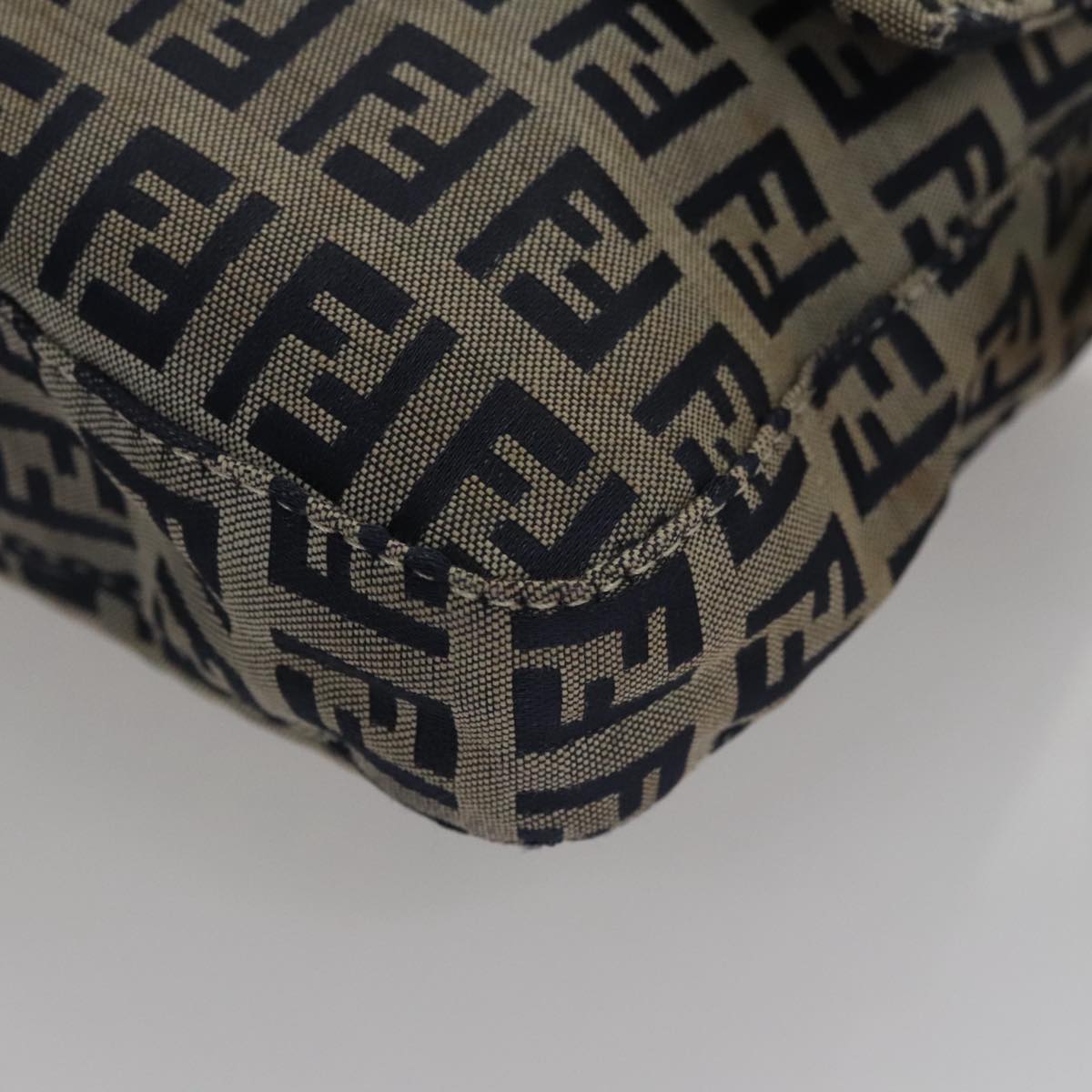 FENDI Zucchino Canvas Mamma Baguette Shoulder Bag Navy ep7212