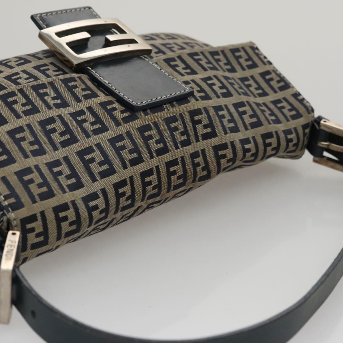 FENDI Zucchino Canvas Mamma Baguette Shoulder Bag Navy ep7212