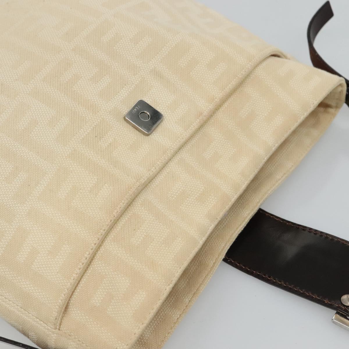 FENDI Zucca Canvas Shoulder Bag Beige ep7339