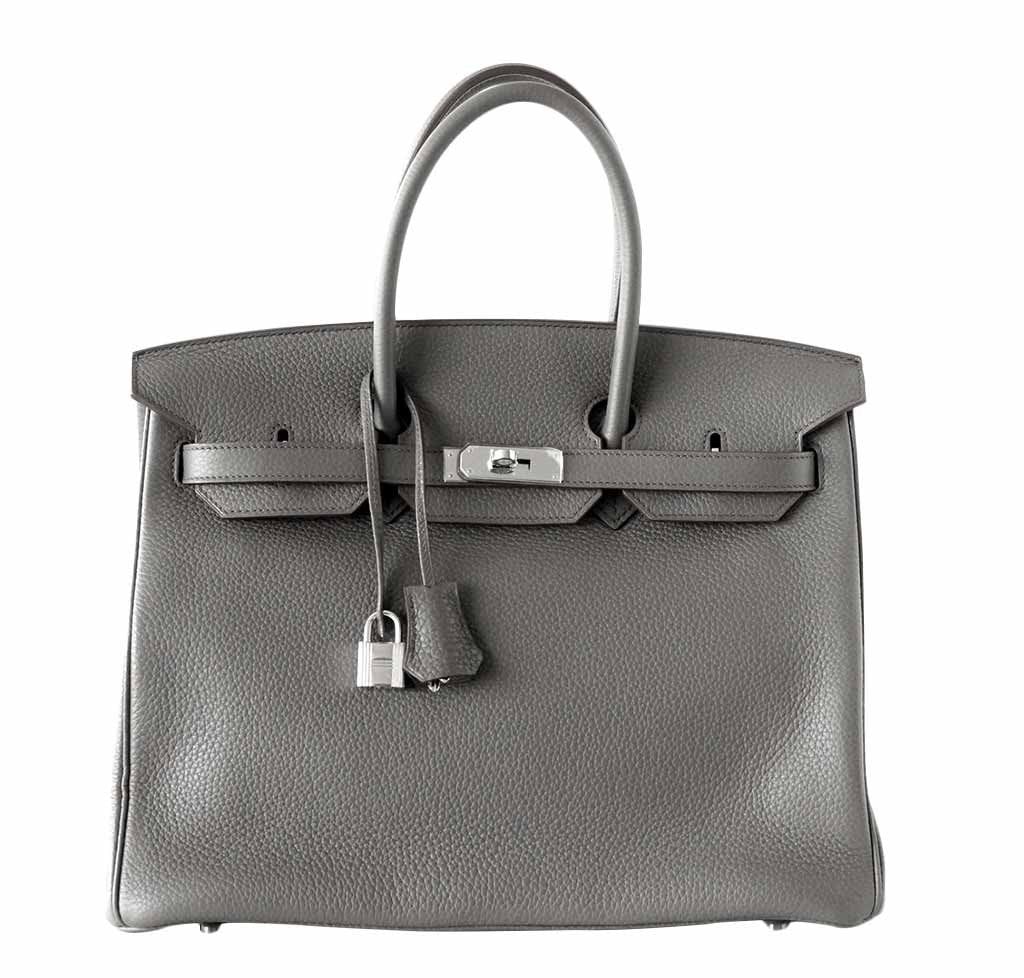 HermÃƒÆ’Ã‚Â¨s Birkin 35 Etain Clemence Bag