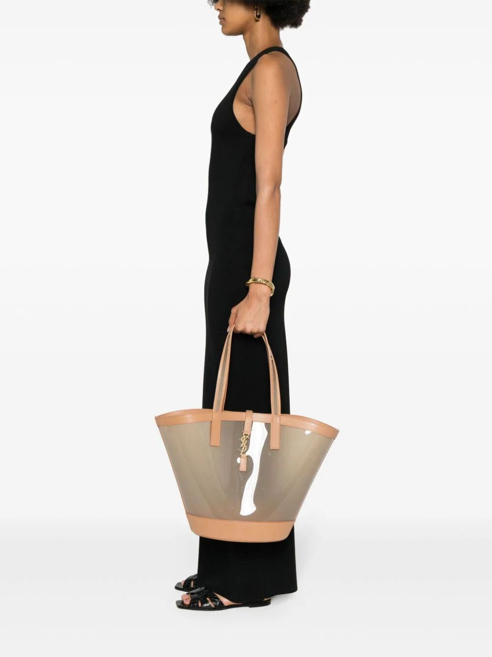 Saint Laurent Women Panier Medium In Vinyl And Vegetable-Tanned Leather