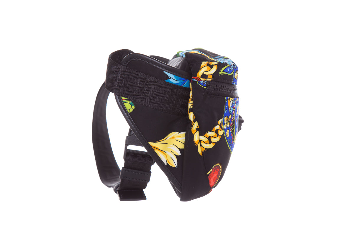 Versace Black & Multi Printed Fanny Pack