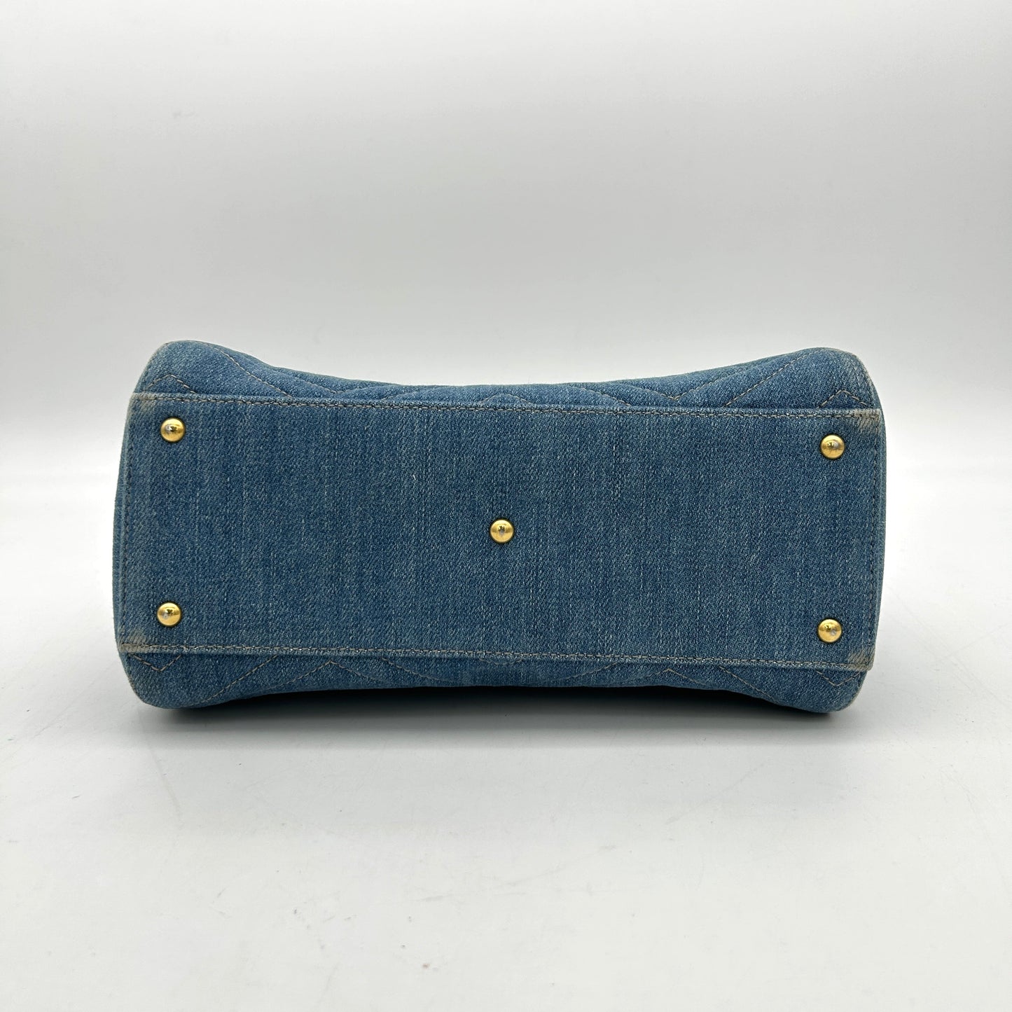 Gucci Denim Matelasse Small Pearly GG Marmont Tote Blue LA26996