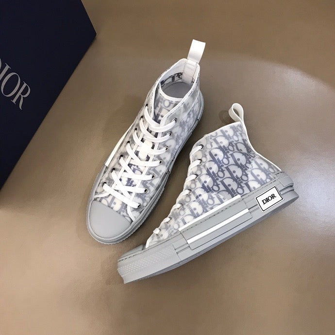 GLM - DIR B23 White and Navy HIGH-TOP SNEAKER