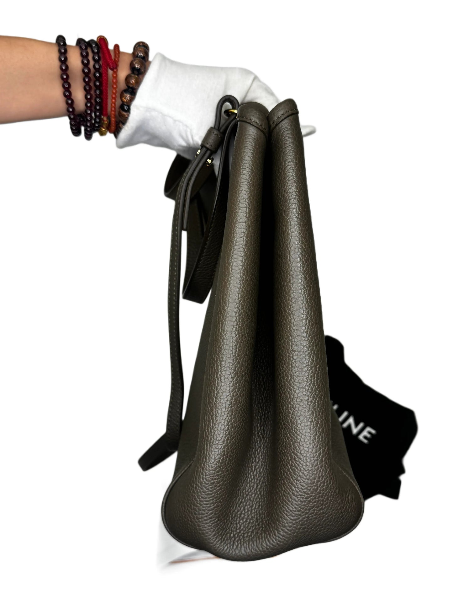 Celine Fold Cabas Tote Bag Greige Leather Medium B20-03