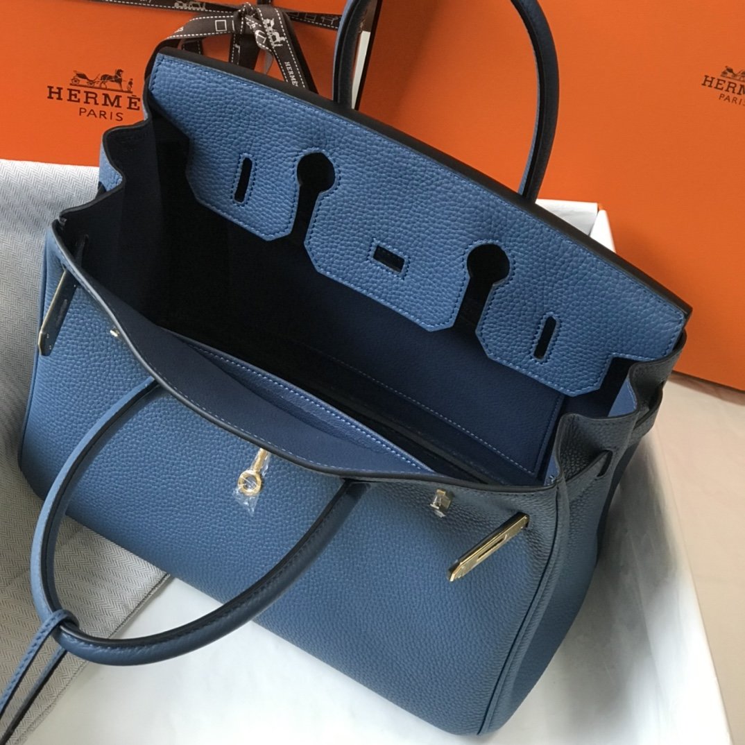 GLAMI Birkin Blue For Women Gold-Toned Hardware 11in/30cm