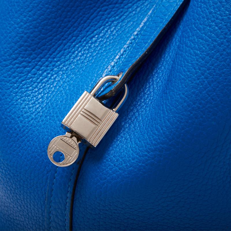HERMES ERMES Picotin Lock MM Handbag  Clemence Blue Indra (Silver G ) Handbag  Handbag Lady Handbag Hybrid ÃƒÂ£Ã¢â€šÂ¬Ã‚Â DeliveryÃƒÂ£Ã¢â€šÂ¬Ã¢â‚¬Ëœ Eckham s Online