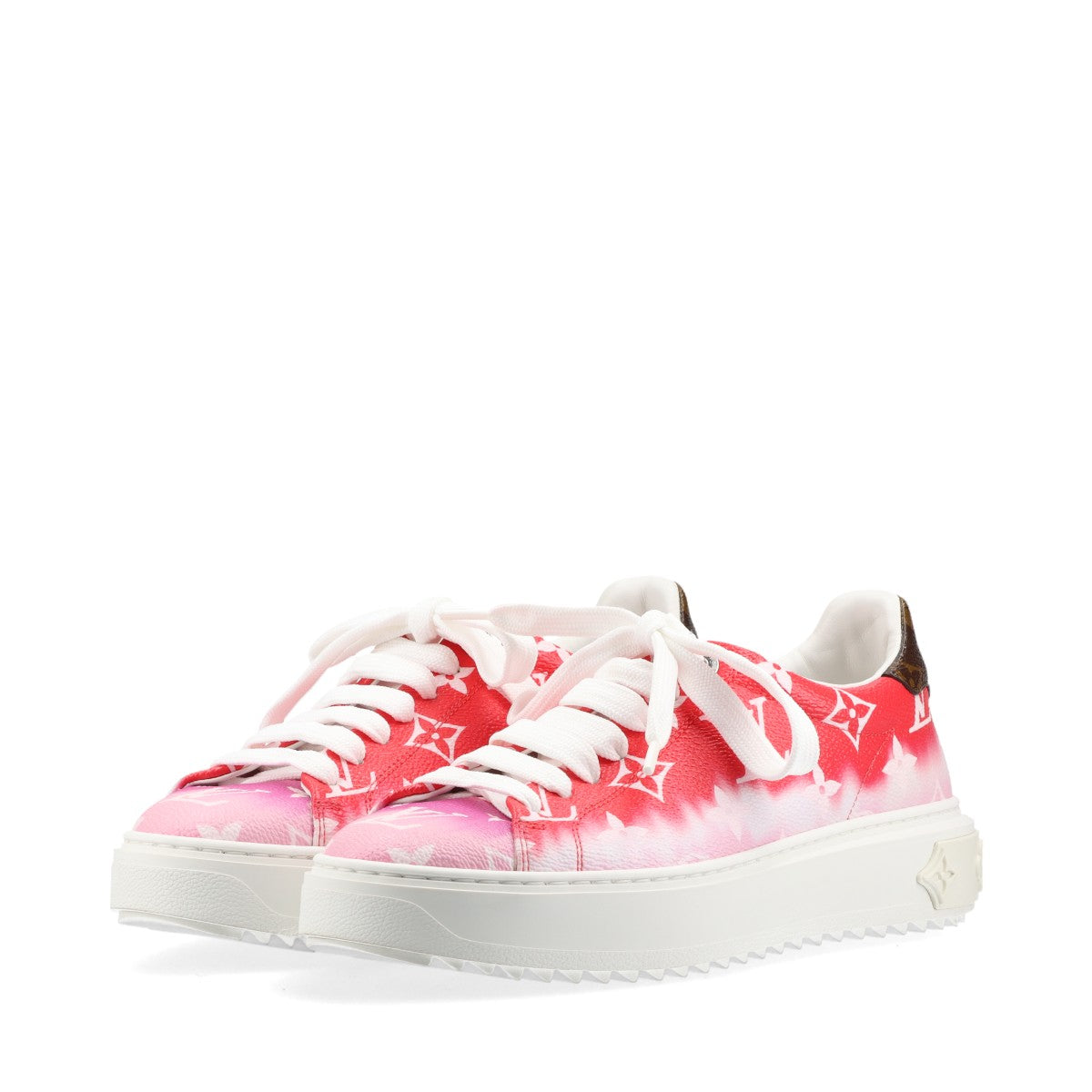 Louis Vuitton Time Outline 19 Years PVC  Leather Trainers 35  Red Ã— White CL1119 Monogram