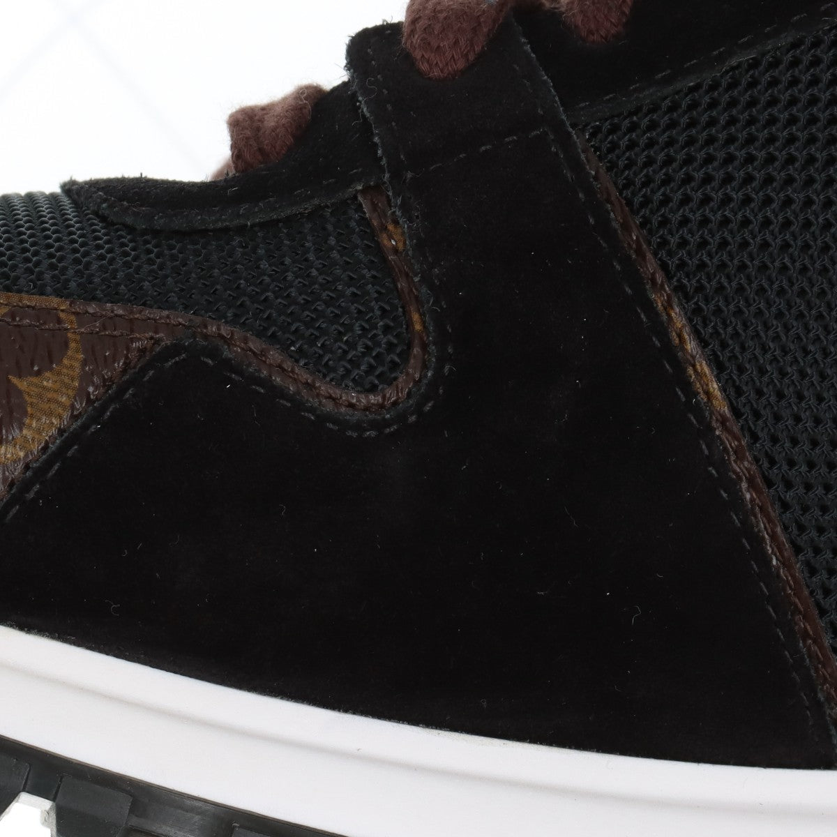 Louis Vuitton Runwayline 18 Years MeshLeather Trainers 37.5  BlackÃ—Brown CL0188 Monogram  Bag