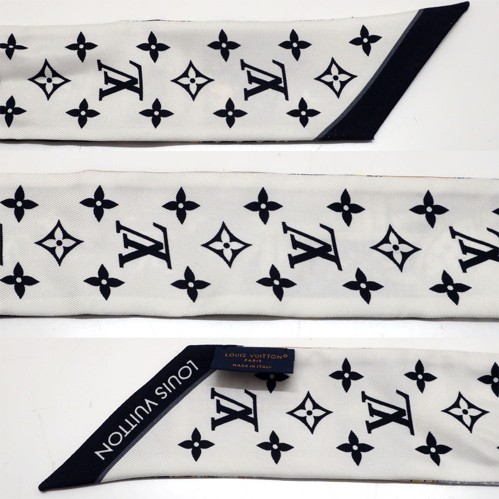 Louis Vuitton monogram LV logo silk small black x white reversible other
