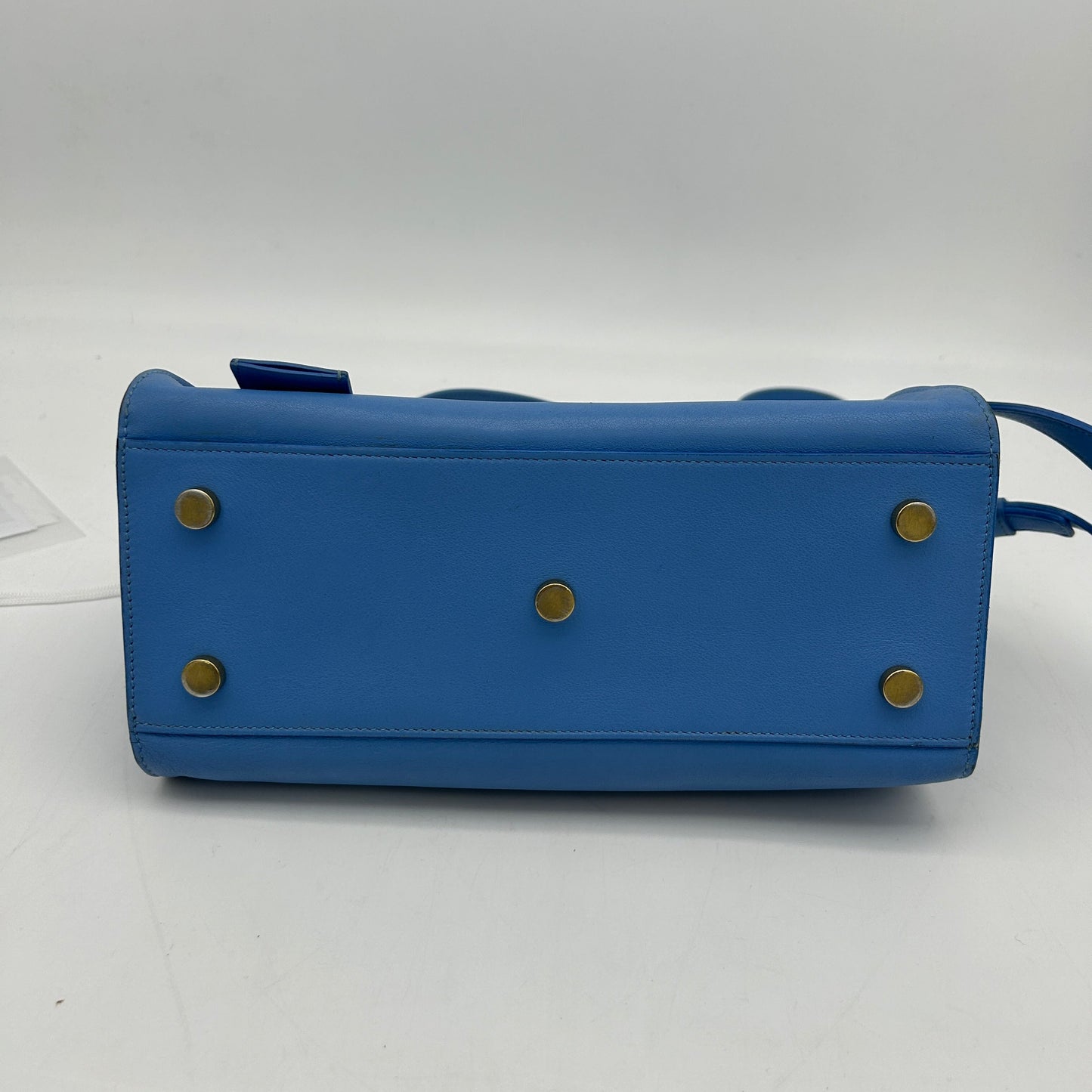 Saint Laurent Baby Cabas Blue Leather Top Handle Bag Medium
