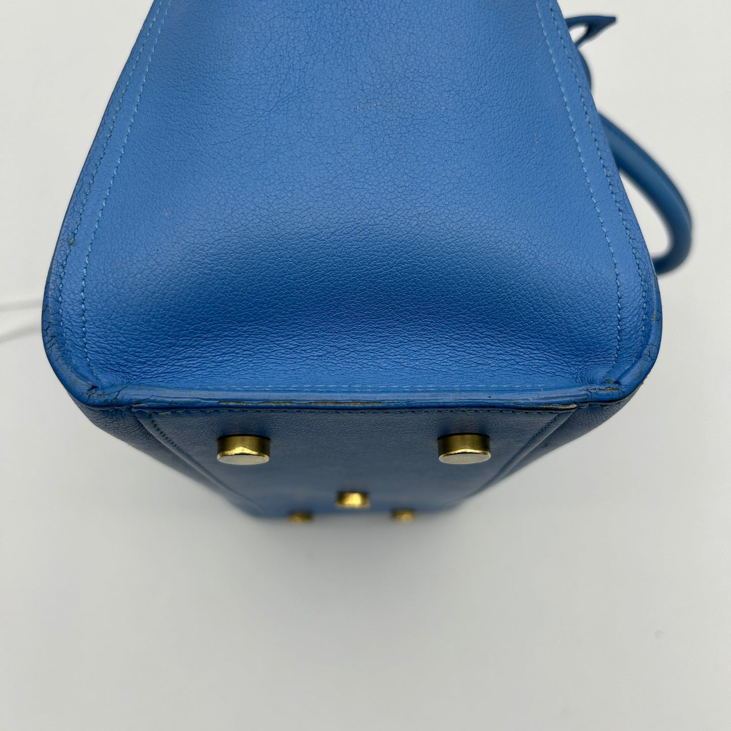 Saint Laurent Baby Cabas Blue Leather Top Handle Bag Medium