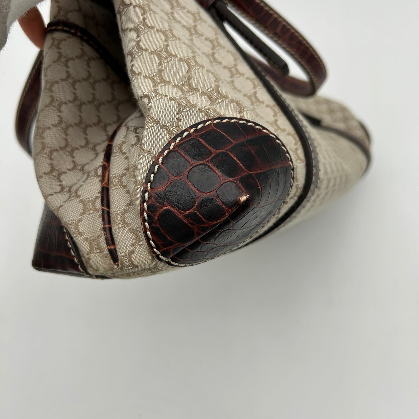 Celline Beige Crocodile Macadam Handbag