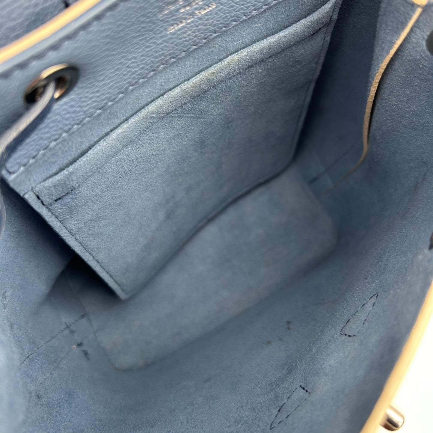 Louis Vuitton Mini Lockme Calfskin Leather Backpack Blue Ivory