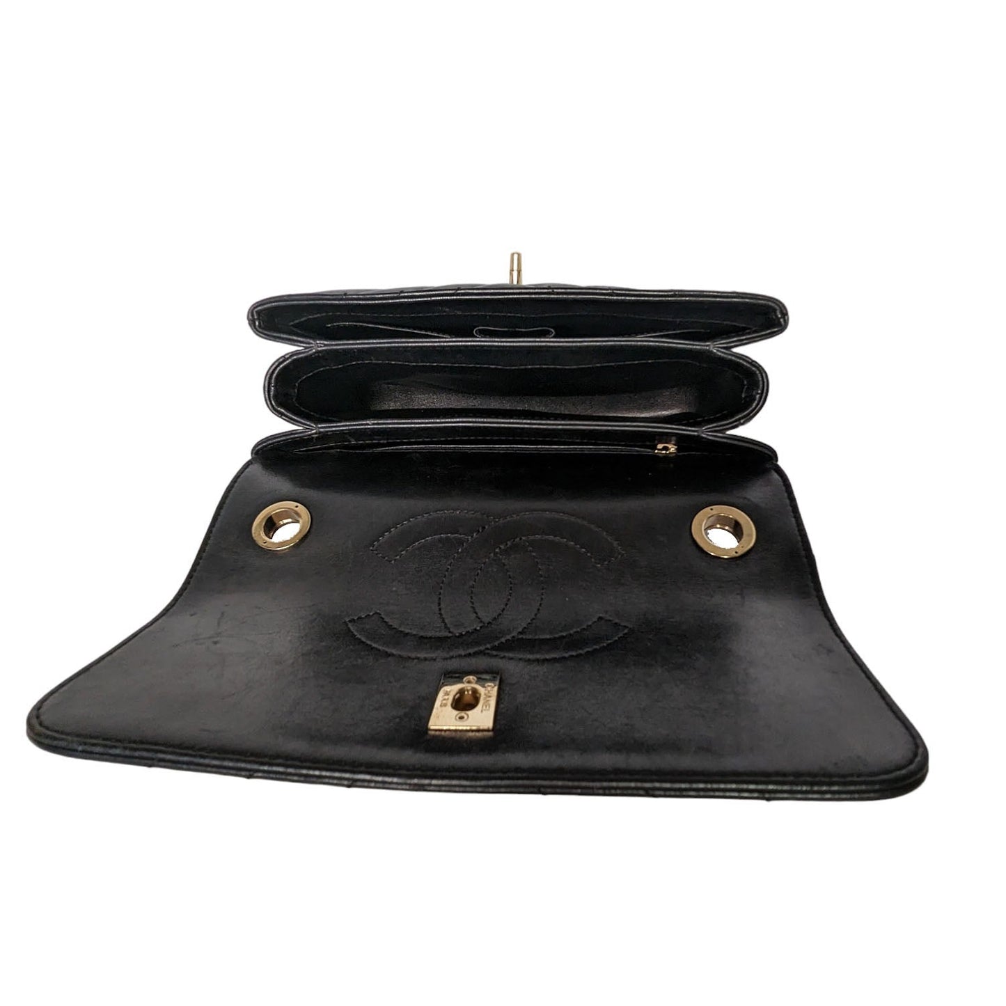 Chanel Black Trendy CC Chevron Top Handle Flap Bag